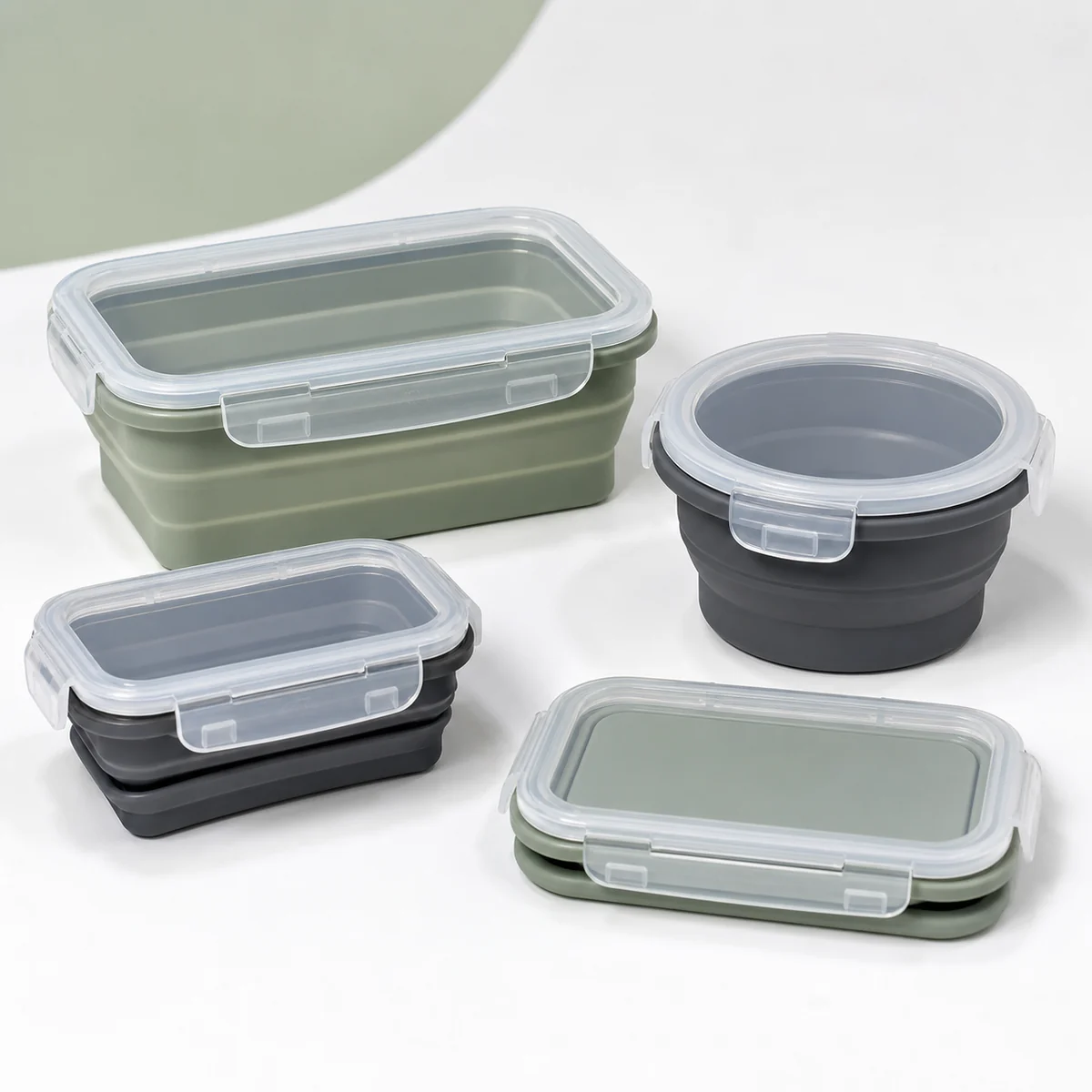 Custom Collapsible Silicone Food Container Set for bulk custom promotional orders
