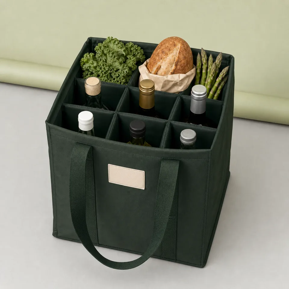 Custom Divider Grocery Tote Bag for bulk custom promotional orders