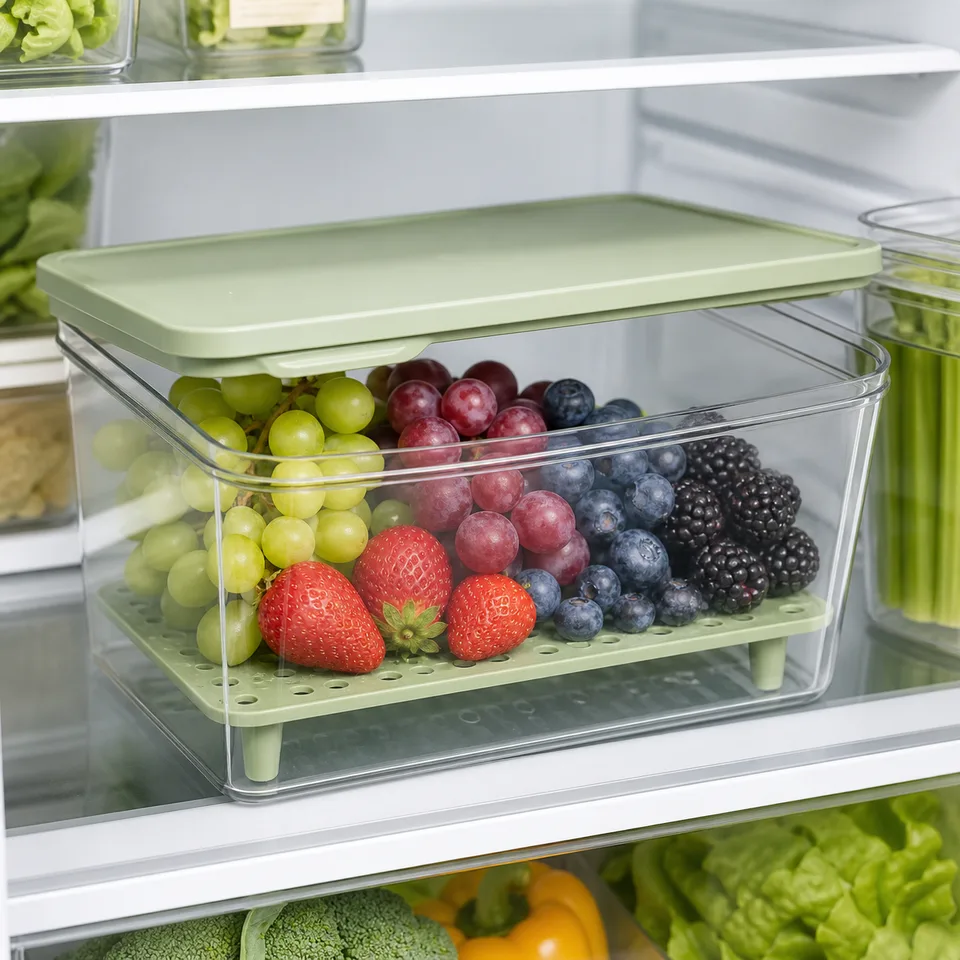 Custom Fridge Organizer Bin with Drain Tray for bulk custom promotional orders