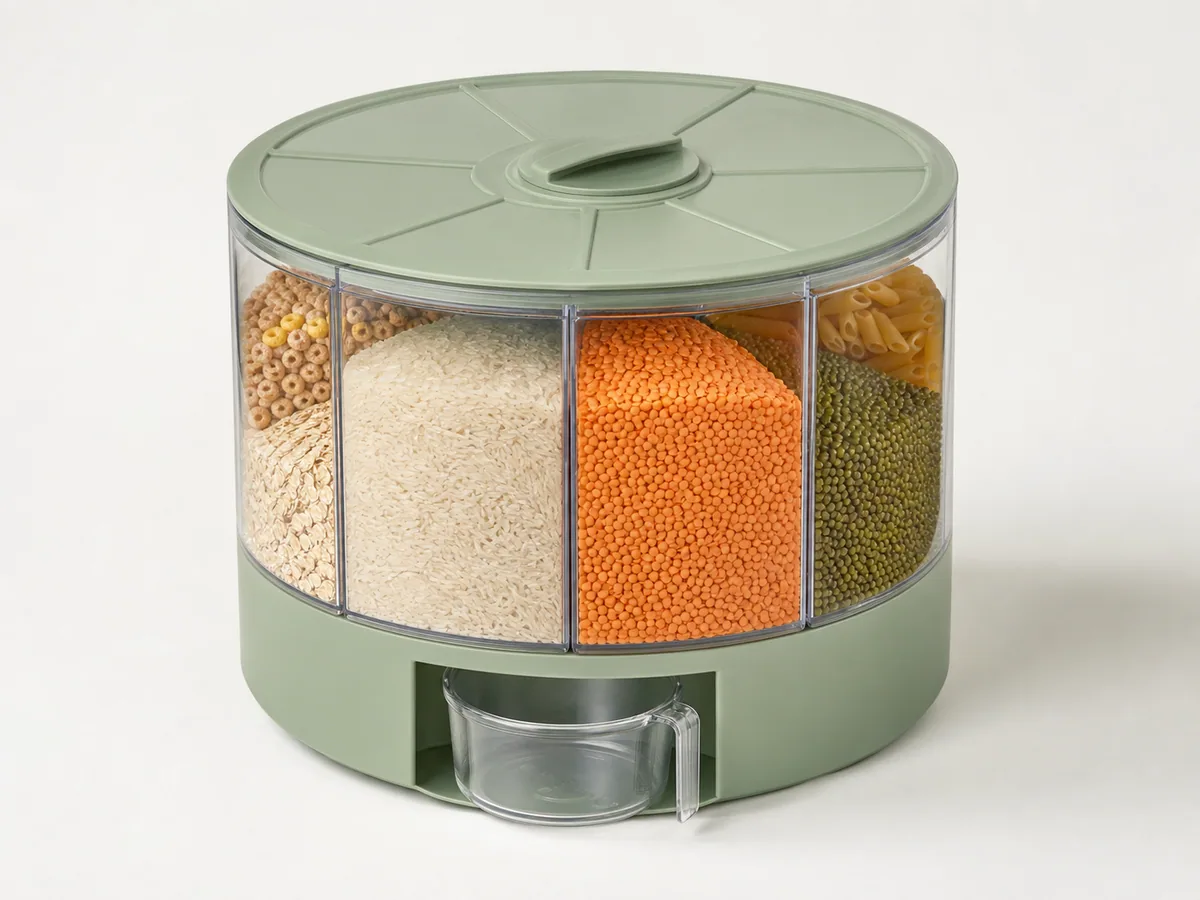 Custom 6-Compartment Grain Dispenser for bulk custom promotional orders